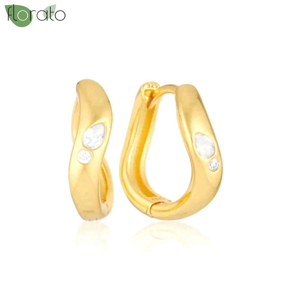 

925 Sterling Silver Needle 2026 New sparkling Zircon Hoop Earrings for Women Simple Fashion Gold Color Huggie Jewelry aretes