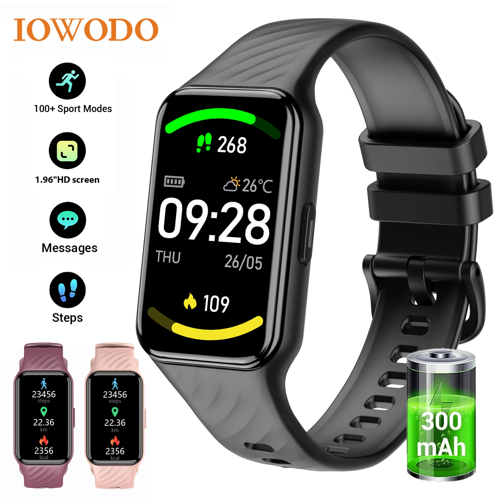 IOWODO New R10 Smart Watch TFT Display Blood Oxygen Heart Rate Blood Pressure Health Bluetooth Monitoring Men Women Smartwatch