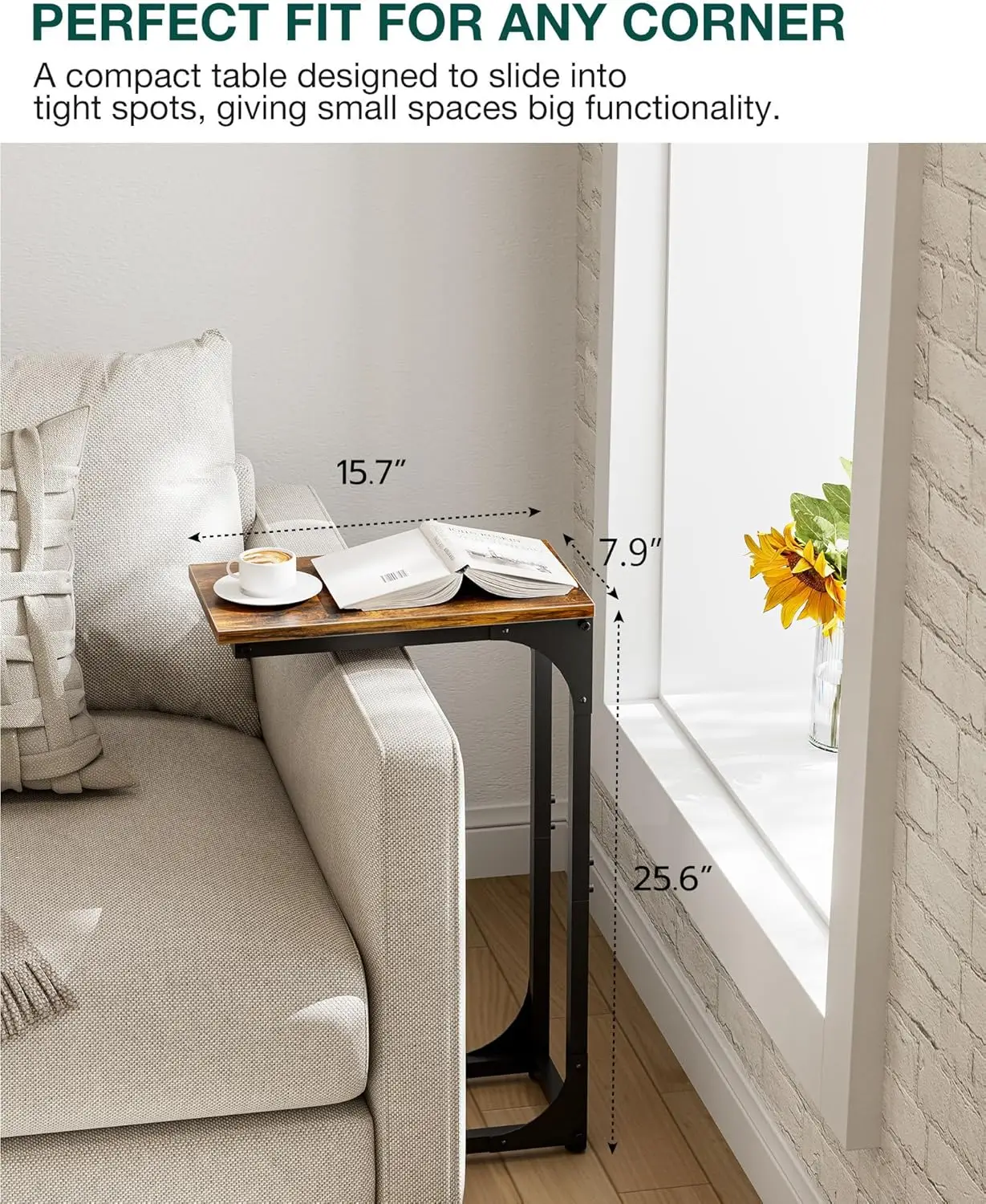 

C-Shaped End Tables Set Of 2 - Modern Small Sofa Table With Tv Tray For Couch Arm, Narrow Side Table For Living Room, Bedroom,