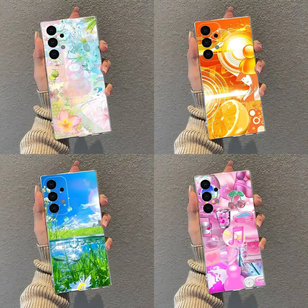 Funda colorida para teléfono Frutiger Aero Art para Samsung S30,S25,S24,S23,S21,S22,S20,S10,5G,FE,lite,PIus, funda Ultra transparente