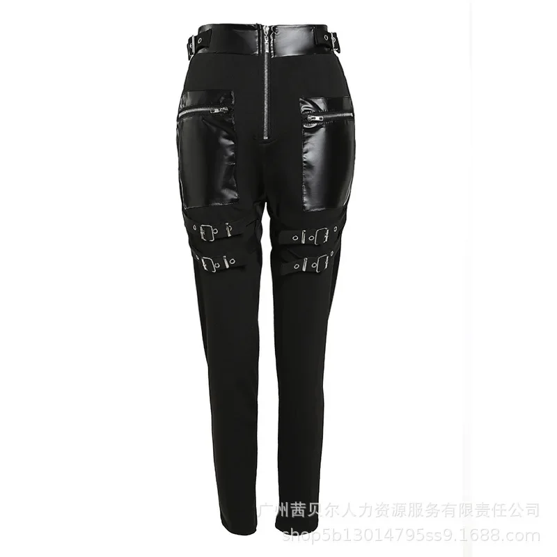 Women Autumn Winter Pants Trouser Solid Color Pencil Pants High Waist Zippers Belt Pockets Casual Fashion Comfortable Regular