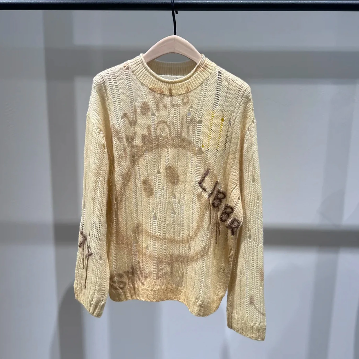 

Casual Loose Knitted Sweater for Women Winter New Sle Hole Design Comfortable Fit Long Sve round Ne Top