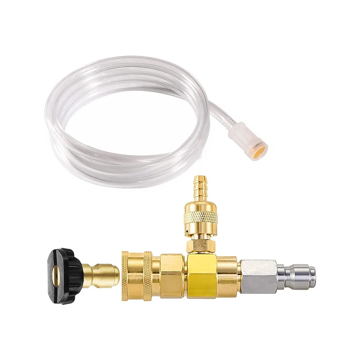 Adjustable Chemical Injector Kit, Injector for Pressure Washer, 3/8Inch Soap Injector with Siphon Hose & Soap Nozzle