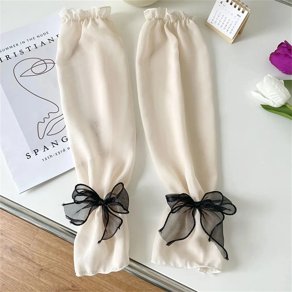 Fashion UV Protection Sun Protection Sleeves Breathable Sports Sunscreen Bowknot Sleeves Ice Silk Arm Sleeve Driving Cycling