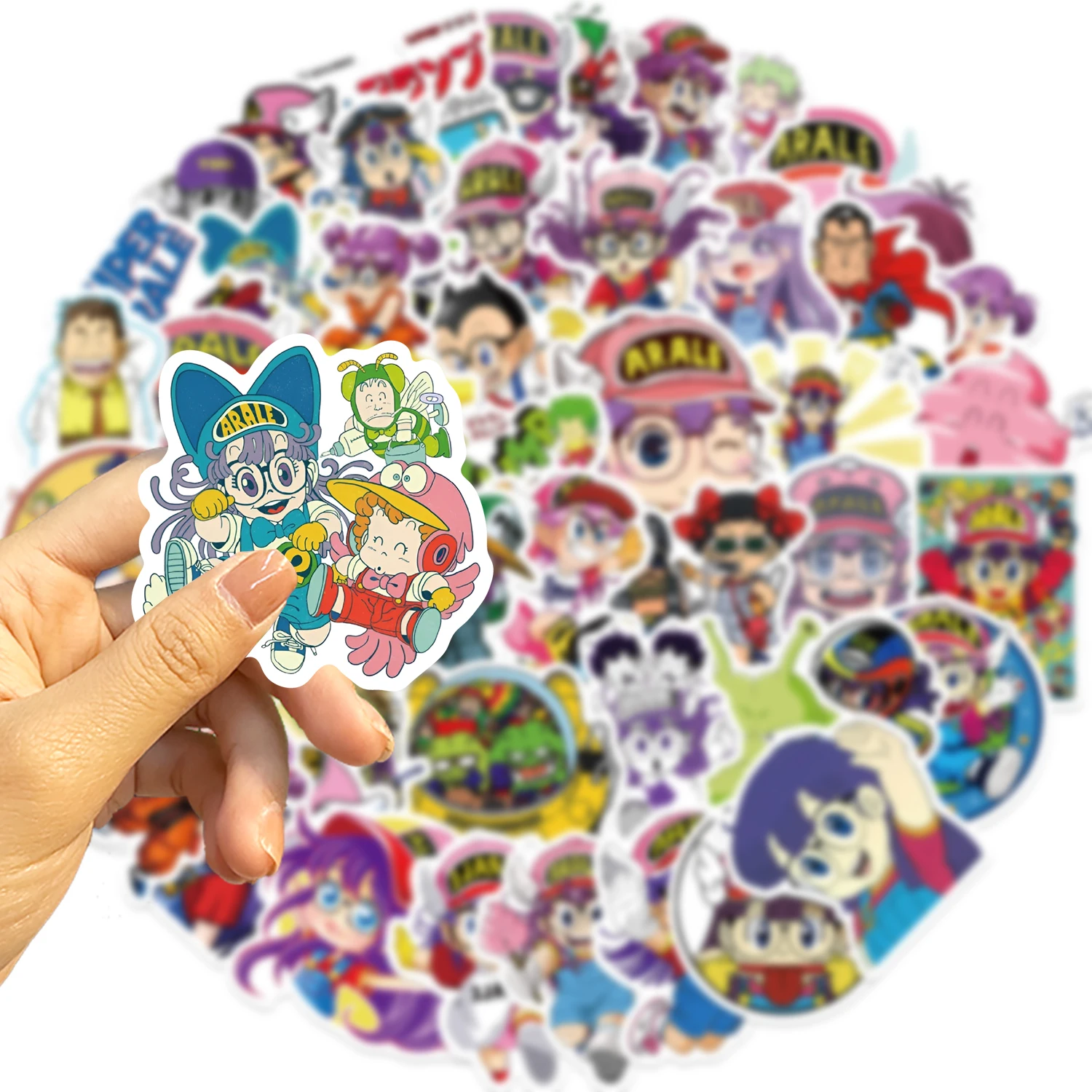 50pcs Cartoon Cute Arale Stickers Kawaii Graffiti Decals For Laptop Luggage Skateboard Phone Vinyl Waterproof Kids Stickers