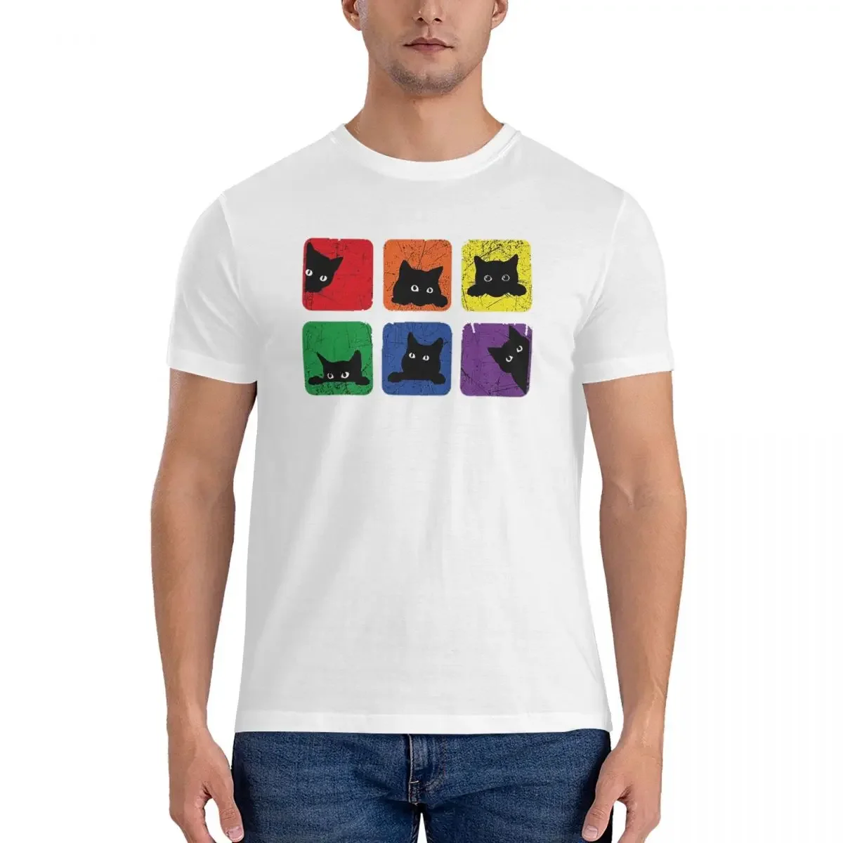 

Funny Cats, Pride Cat Lover, Lgbt Cat Lover, LGBTQ Purride T-Shirt Cotton Oversized T Shirts Men's Short Sleeve Round Neck Tops