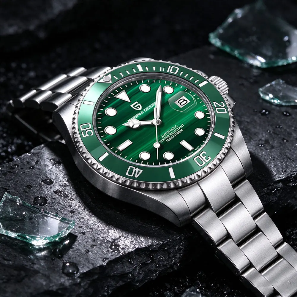 PAGANI DESIGN Classic Green Men Watch 43mm Mechanical Watches Waterproof Clock Top Brand Sapphire Glass Automatic Wristwatch Men