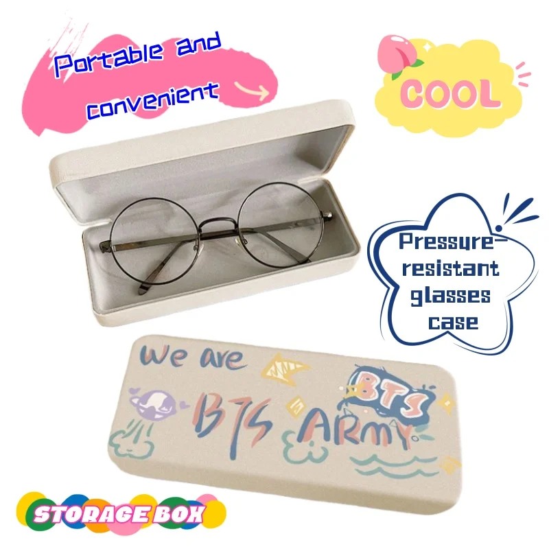 

New BT21 Creative Graffiti Portable Pressure-proof Carry-on Glasses Box for Nearby Scopes Sunglasses Student Couple Storage Box