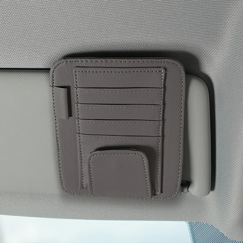 Car Sun Visor Organizer, Multi-Functional Sunglasses Holder & Card Ticket Storage Clip for Vehicle Interior