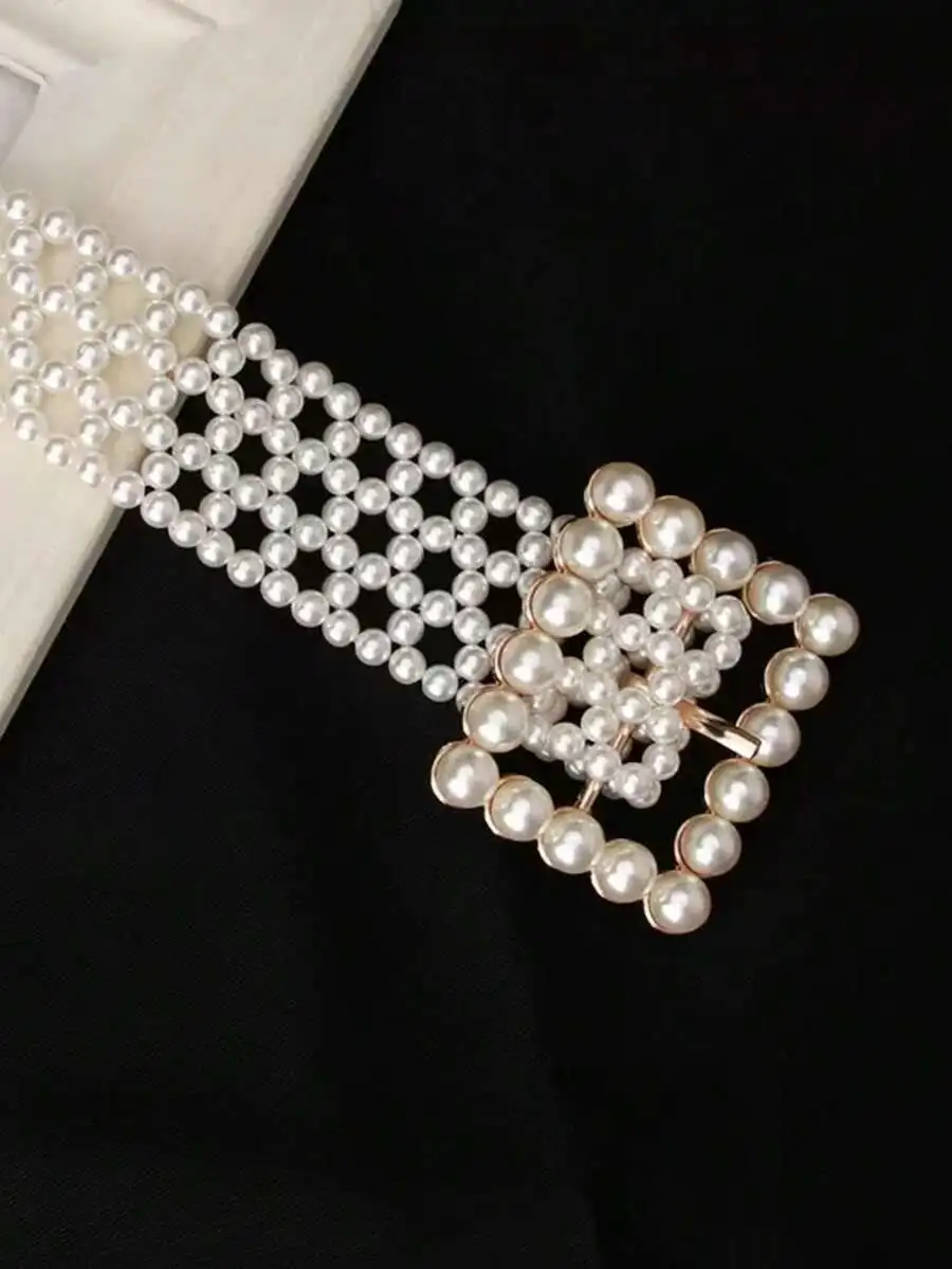 A High - Quality Pearl Belt For Summer, A Shiny Accessory That Can Be Paired With Jeans, Dresses, Swimsuits, And Various Pants.