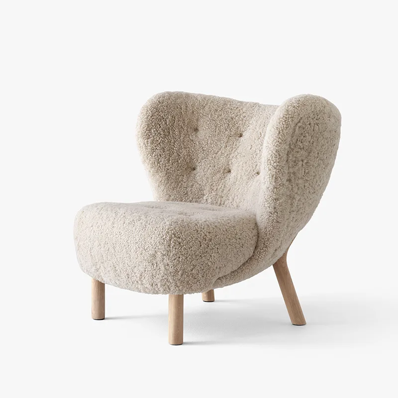 

Designer single lounge chair sofa chair Nordic style solid wood balcony lounge lazy lounge chair