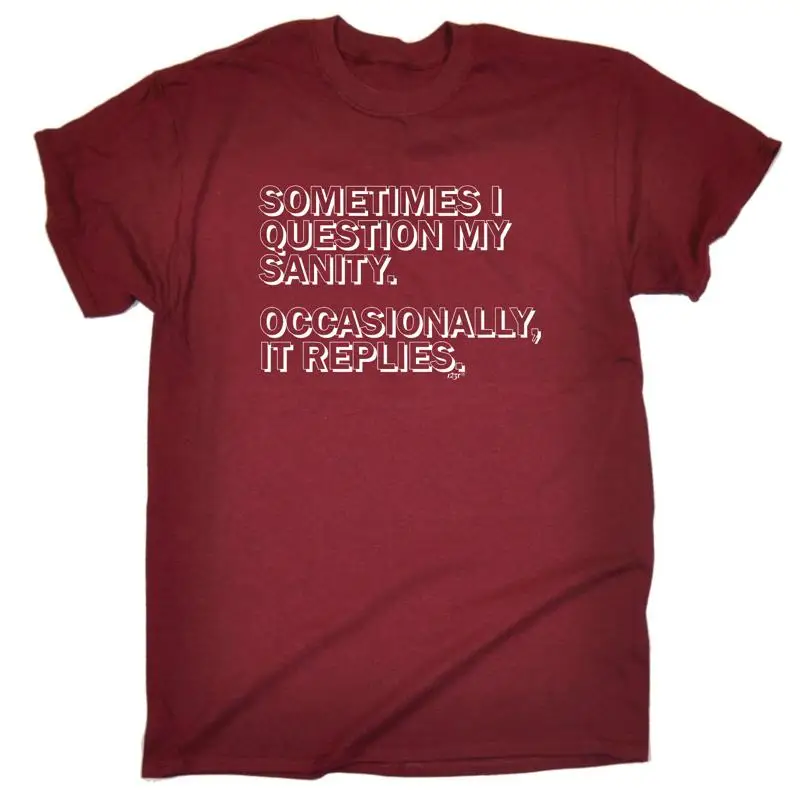 

Sometimes Question My Sanity Mens Funny Novelty T Shirt