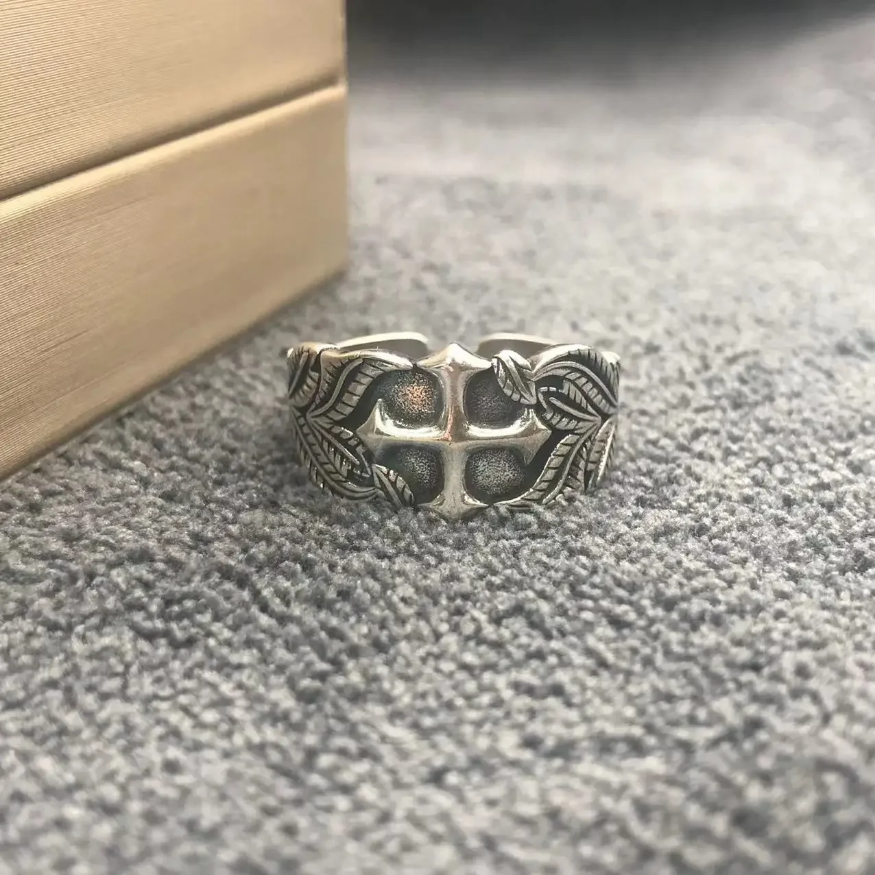 Punk Hip Hop Style Fashion Cross Thai Silver Ring Vintage Personalized Open Rings