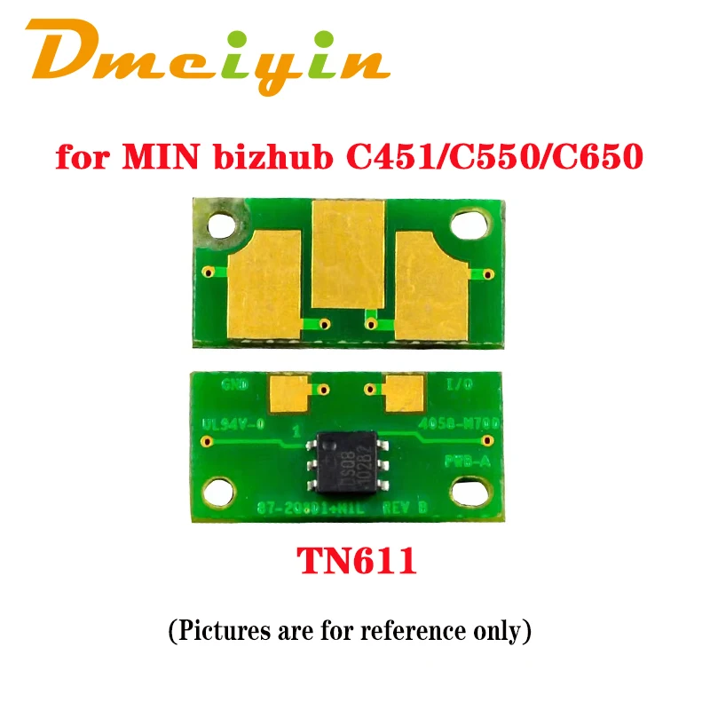 TN611 WW Version BK/C/M/Y Color 15.4K Pages  Toner Chip for MINOLTA Bizhub C451/C550/C650