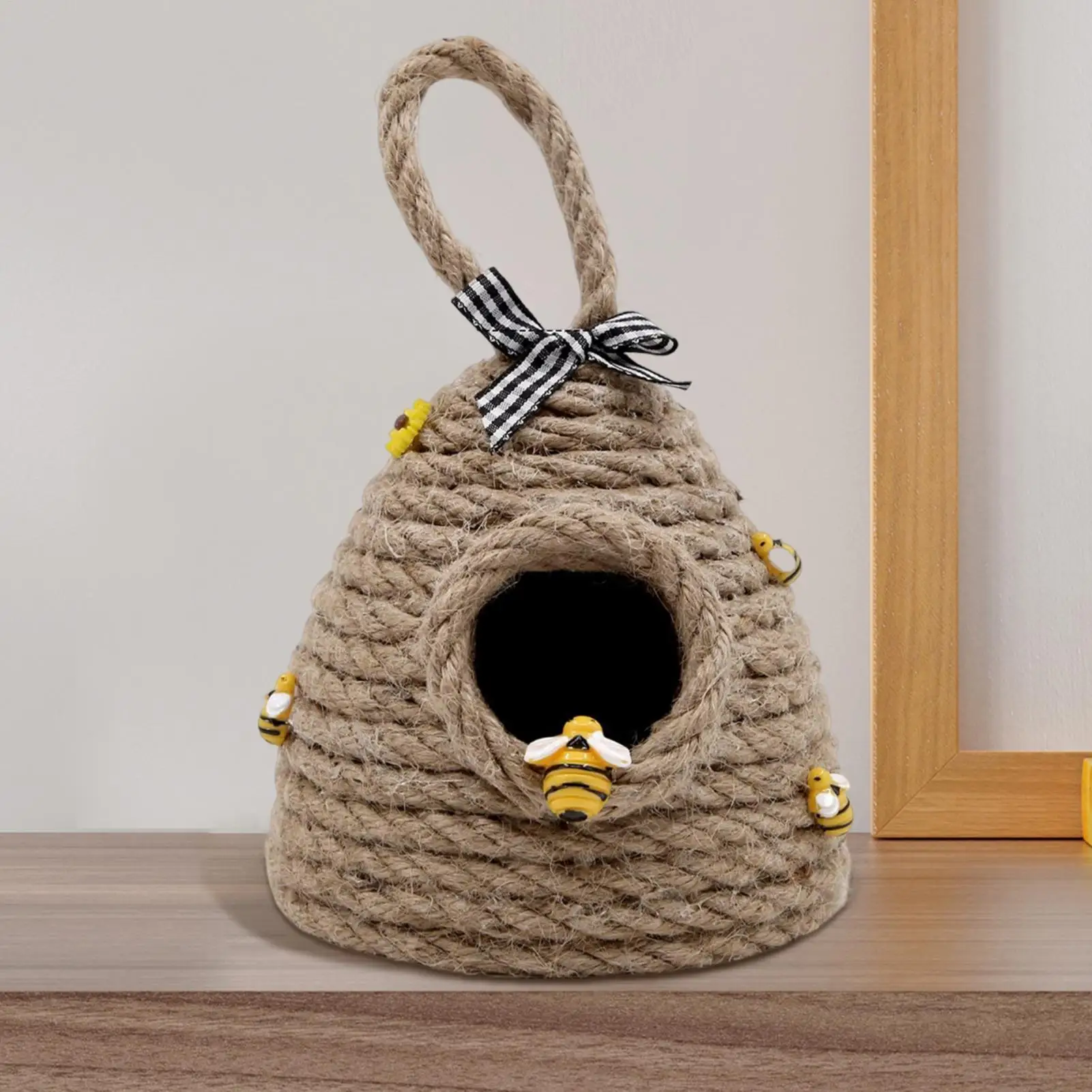 Beehive Decor Jute Hanging Bee Tiered Tray Decor Cute Handmade Honeycomb Decoration Bee Themed Party Ornament for Farmhouse - view 4