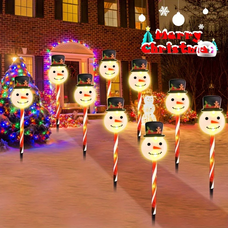 5pcs Set Solar-Powered Christmas Snowman Lights with Clear Tubes, 8 Lighting Modes - Ideal for  Chritsmas Party Decorations