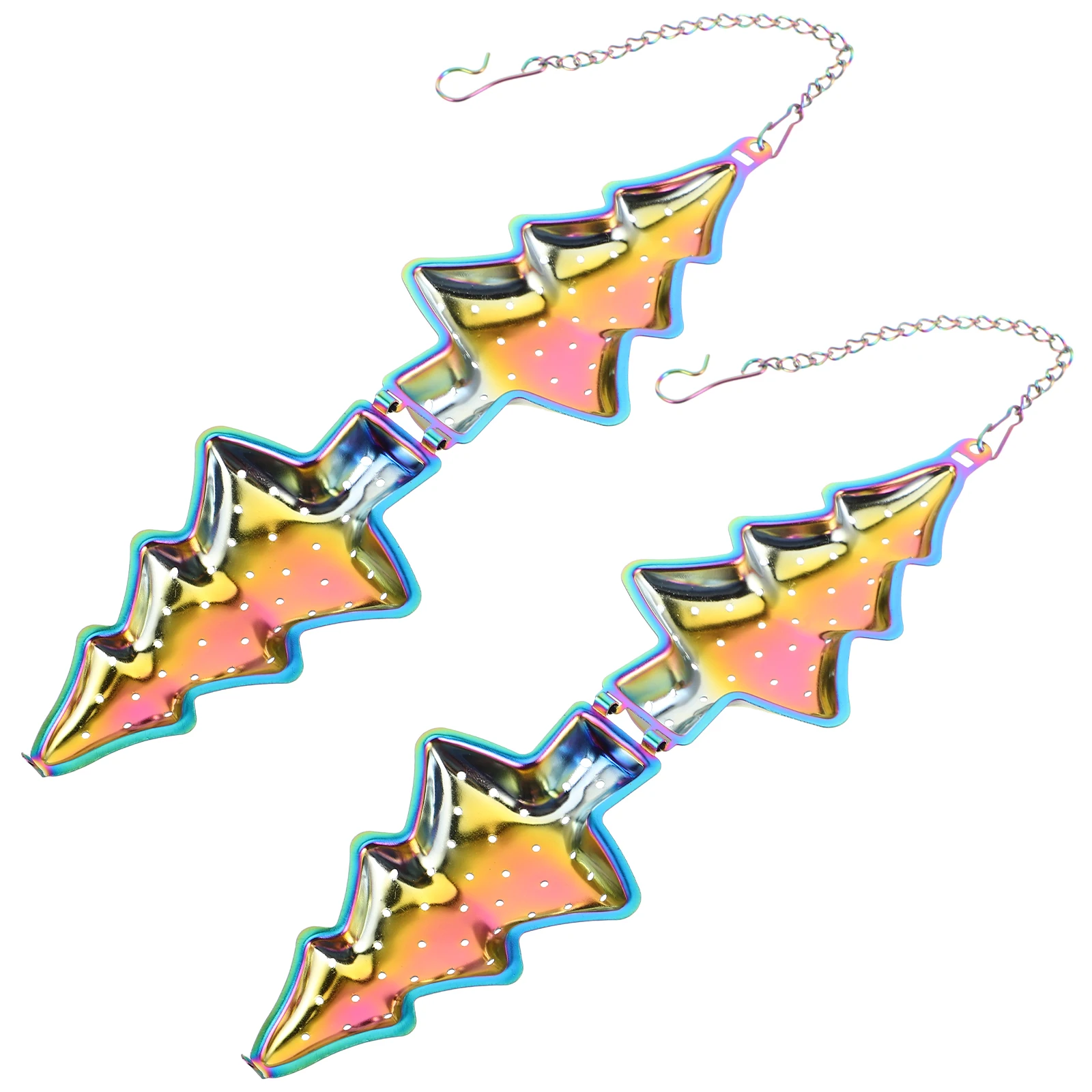 

2Pcs Christmas Tree Loose Leaf Tea Infuser Stainless Steel Chain Fine Mesh Reusable Tea Filters Strainers for Kitchen Office