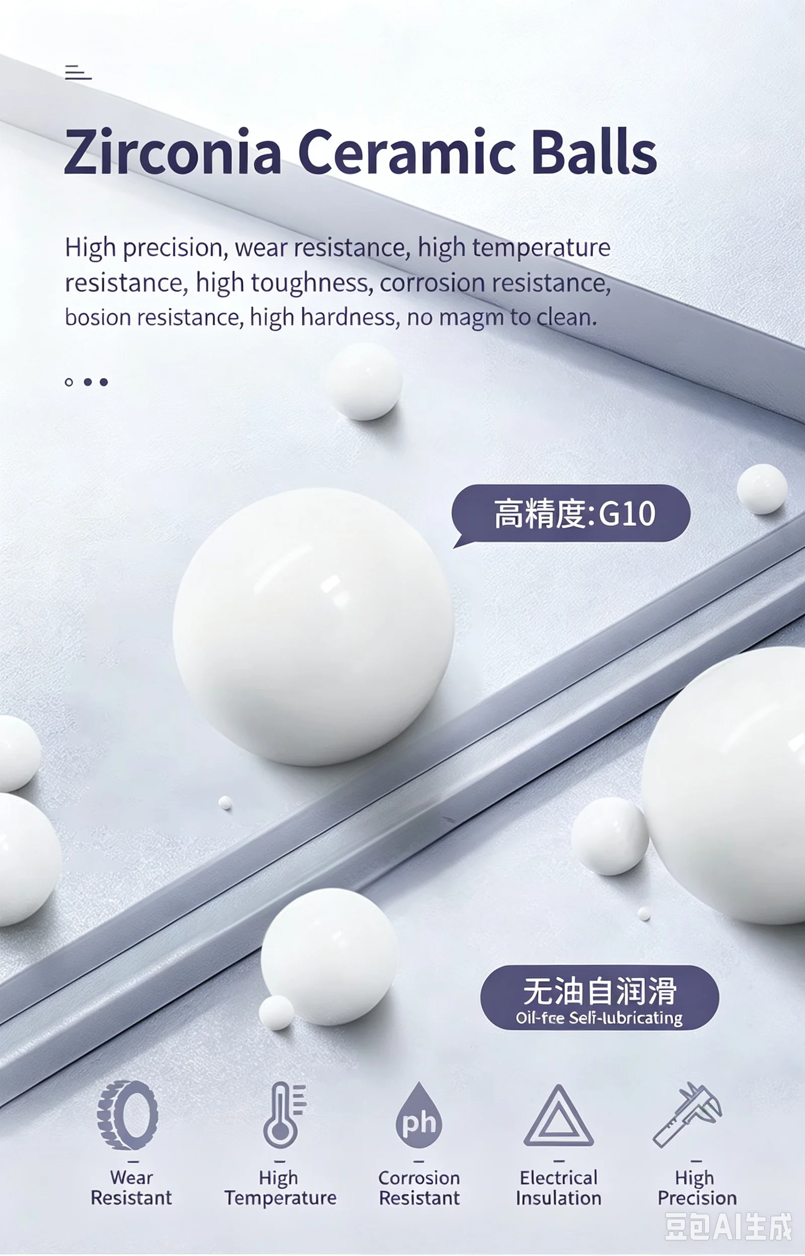 G10-class high-precision zirconia ceramic ball 0.8 1 2 3 4 5 6 7 8 9 10mm is resistant to high temperature, acid and alkali corr