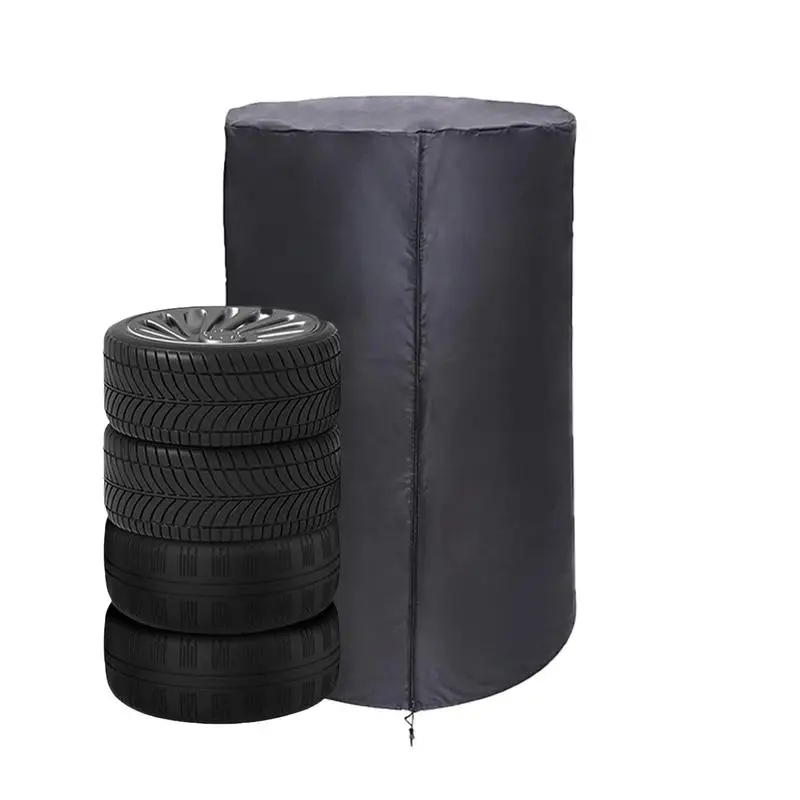 

Tire Storage Cover Tire Covers For Trucks Oxford Cloth Sun Protection 4 Tires Stacked Vehicle Wheel Cover Waterproof For Most