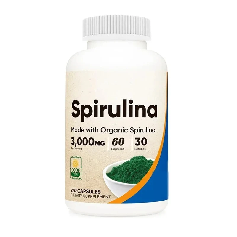 

Спирулина 3000 мг, 60 капсул, изготовлена из органической спирулины, без глютена, вегетарианская