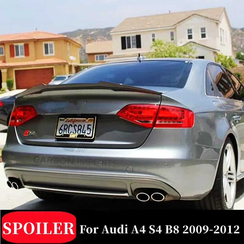 

For 2009-2012 Audi A4 B8 S4 4 Door Real Carbon Fibe Rear Trunk Lid Car Wing Ducktail Lip Spoiler Tuning Exterior Accessories