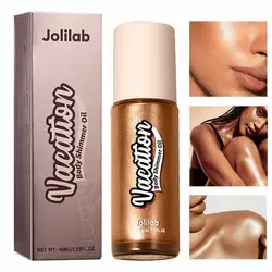 Body Highlighter Glitter Oil Body Glow Shimmer Lotion 40ml Body Makeup Shine Glitter Liquid Tanning For Women Girls Skin