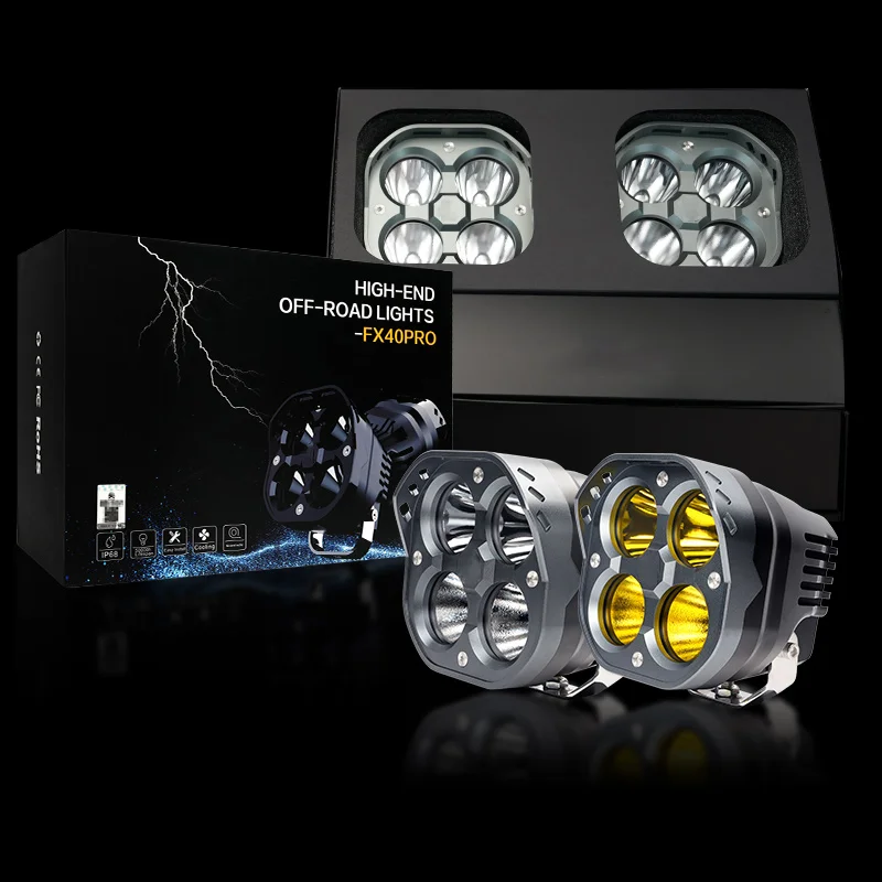 5 Inch Square Super Bright 12V 24V 120W LED Work Light White Yellow Driving Offroad Aurora Spotlight With DRL for SUV ATV 4x4