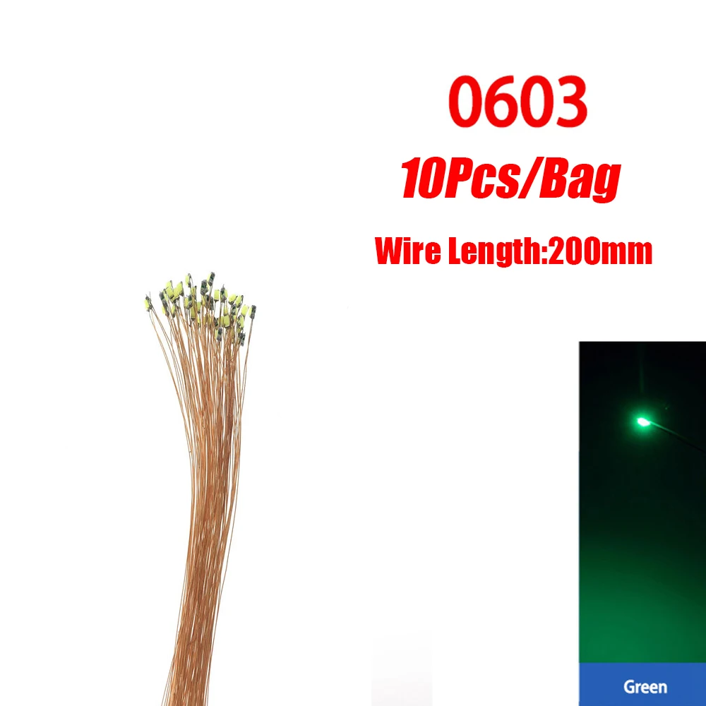 10 teile/los 0402 0603 SMD Lampe Wired Micro Led Vorgelötet Micro Litz Wired Chip 20 cm 3 V Eisenbahn modell Szenen
