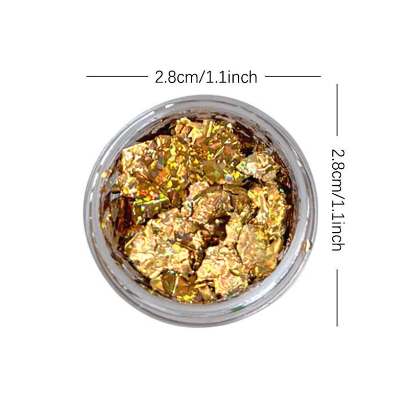 1 scatola di glitter per unghie con frammenti di lamina d'oro per adesivi per unghie fai da te Decorazioni per unghie artistiche Fiocchi di foglie d'oro multicolori