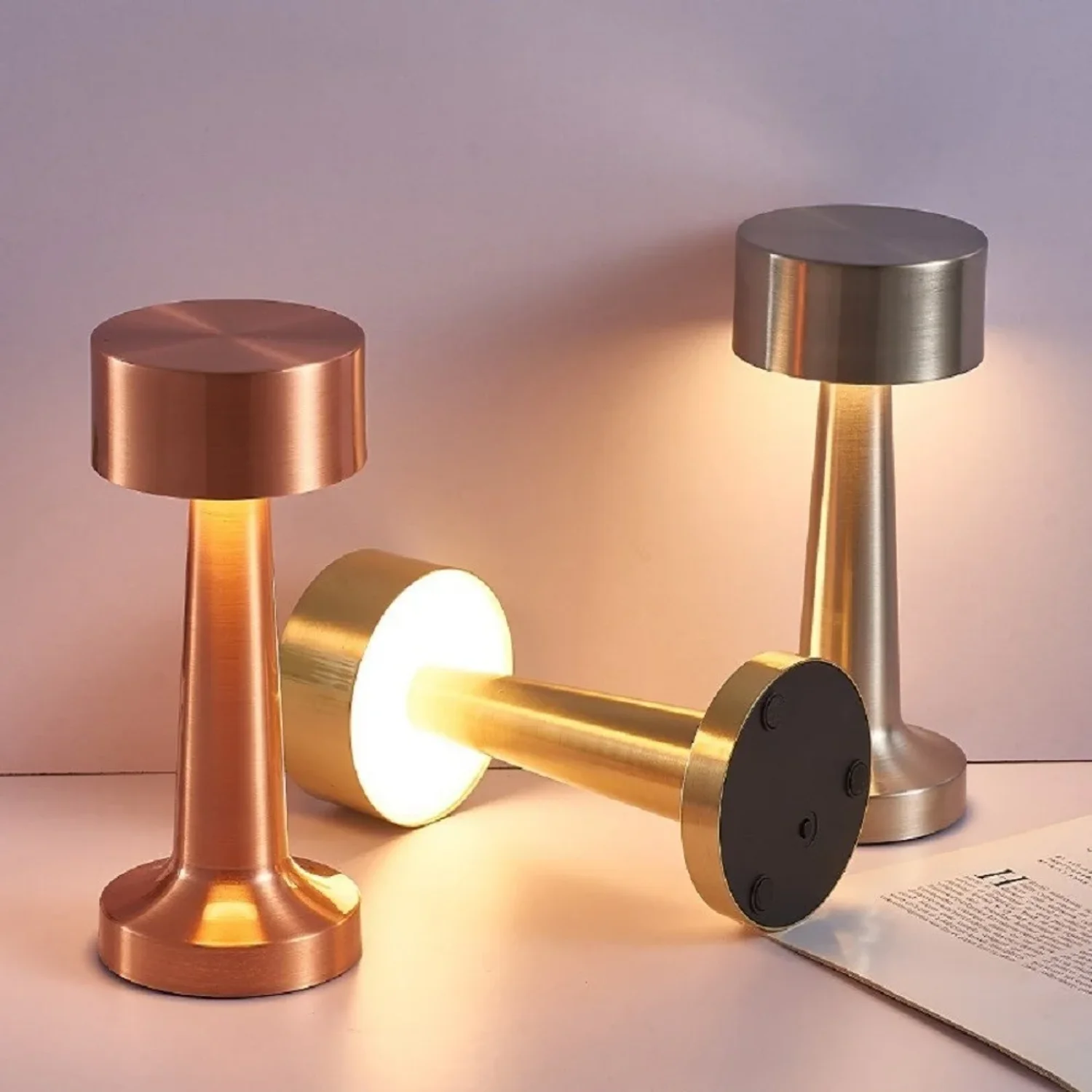 touch Led Table Lamp Dumbbell Shape Dimmable Usb Rechargeable Desk Lamp Night Light  Restaurant Hotel