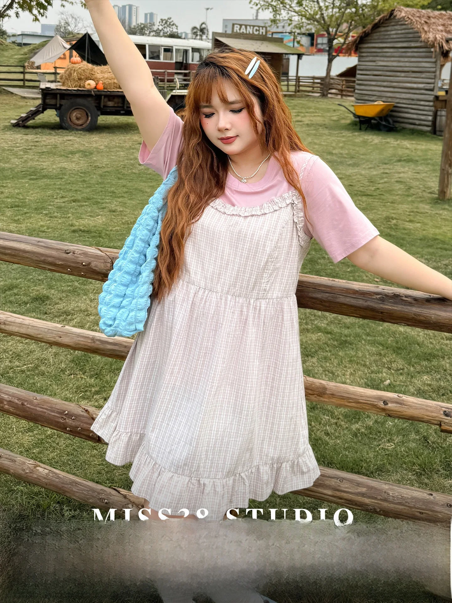 

Sweet Summer Plaid Ruffle Trim Cover up Dress Large Size Women's A-Line Cotton Gingham Lace Trim Halter Neck Midi Dress