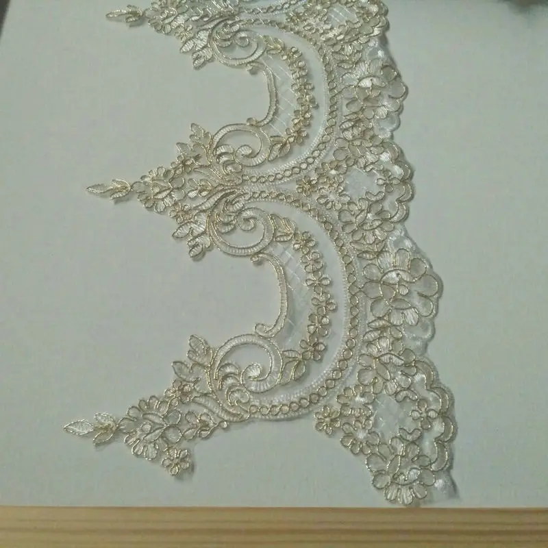 1 Yard New Exquisite Light Gold Thread Cording Embroidery Lace Dress Home Textile Trimming Lace DIY Decorative Accessories 23cm