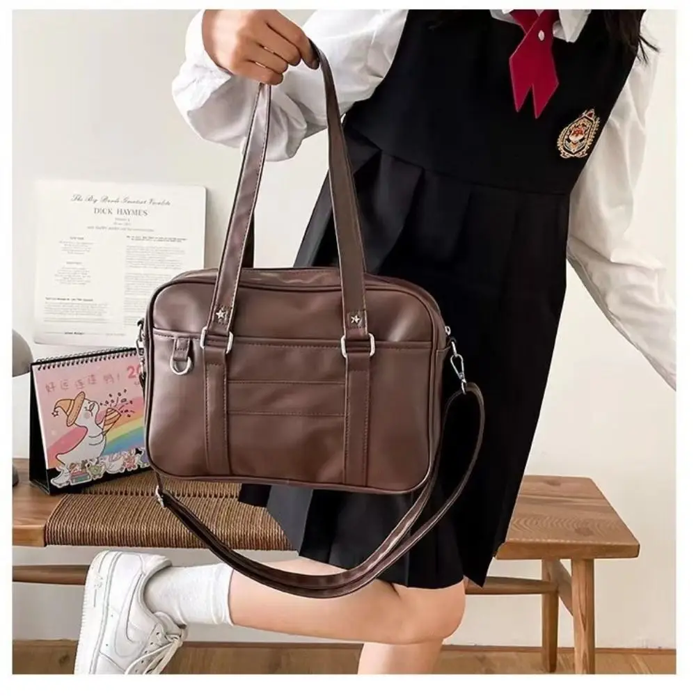 

Fashion PU Leather Jk Shoulder Bag Japanese Style Big Capacity PU Handbag Adjustable Strap Crossbody Bag Women