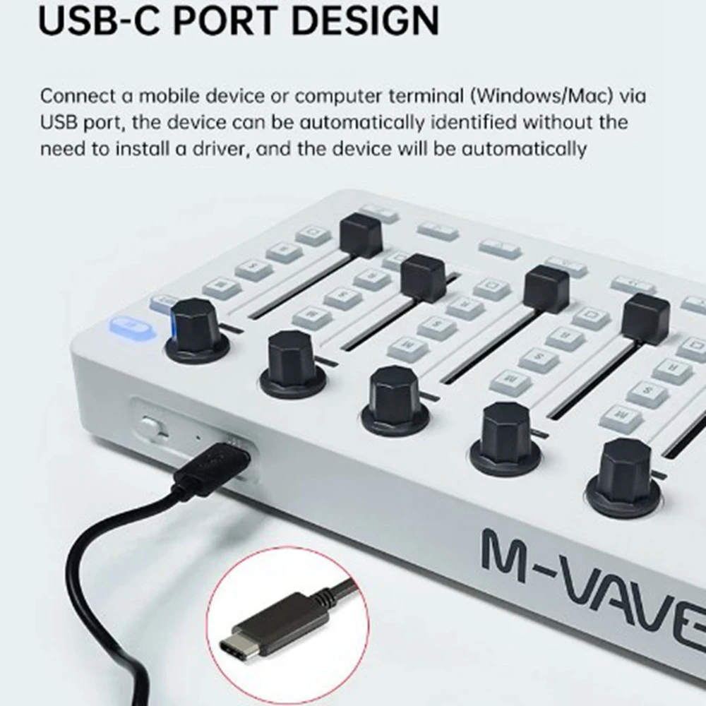 M-VAVE SMC-Mixer Wireless MIDI Controller Mixing Console 8 Encoder Software Control for Windows/Mac/Ios/Android