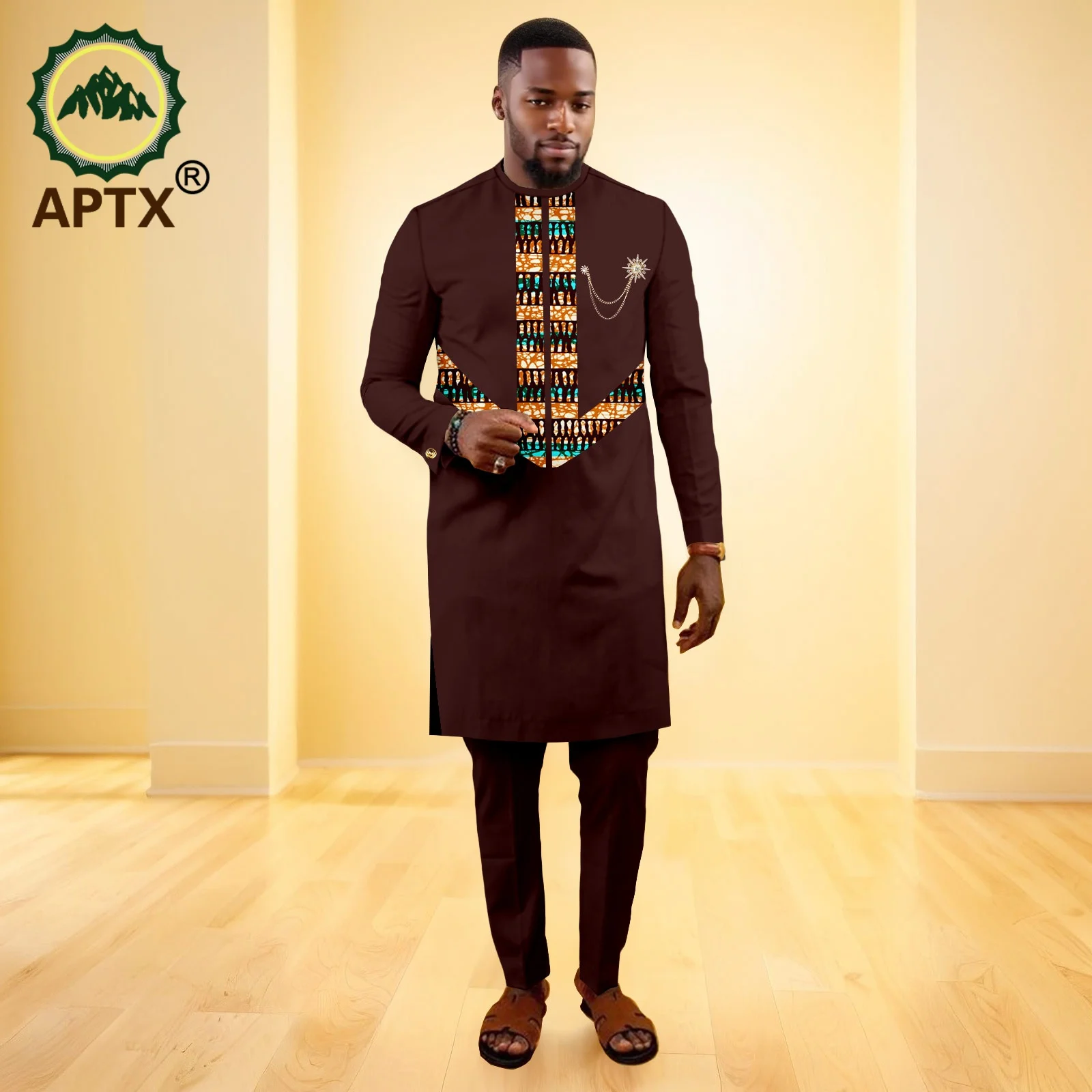 

African Men's Suit 2025 New Fashion Robes Traditional Dashiki Blazer 2 Pcs Set Top and Full Length Pants Wedding Clothes 2416044