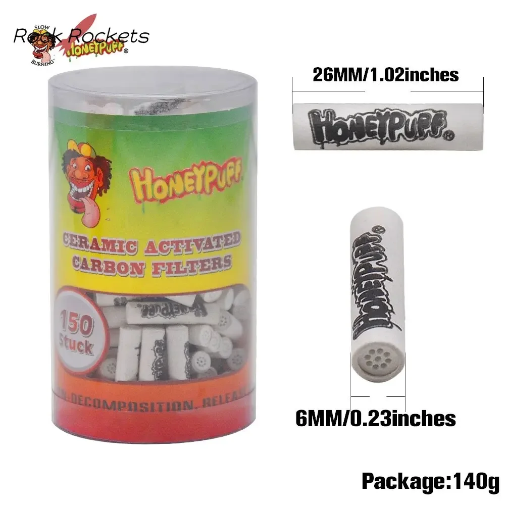 R & R 150 unids/caja filtro de carbón activo desechable punta 6MM/7MM cerámica saludable soporte para cigarrillos hierba seca accesorio para pipa