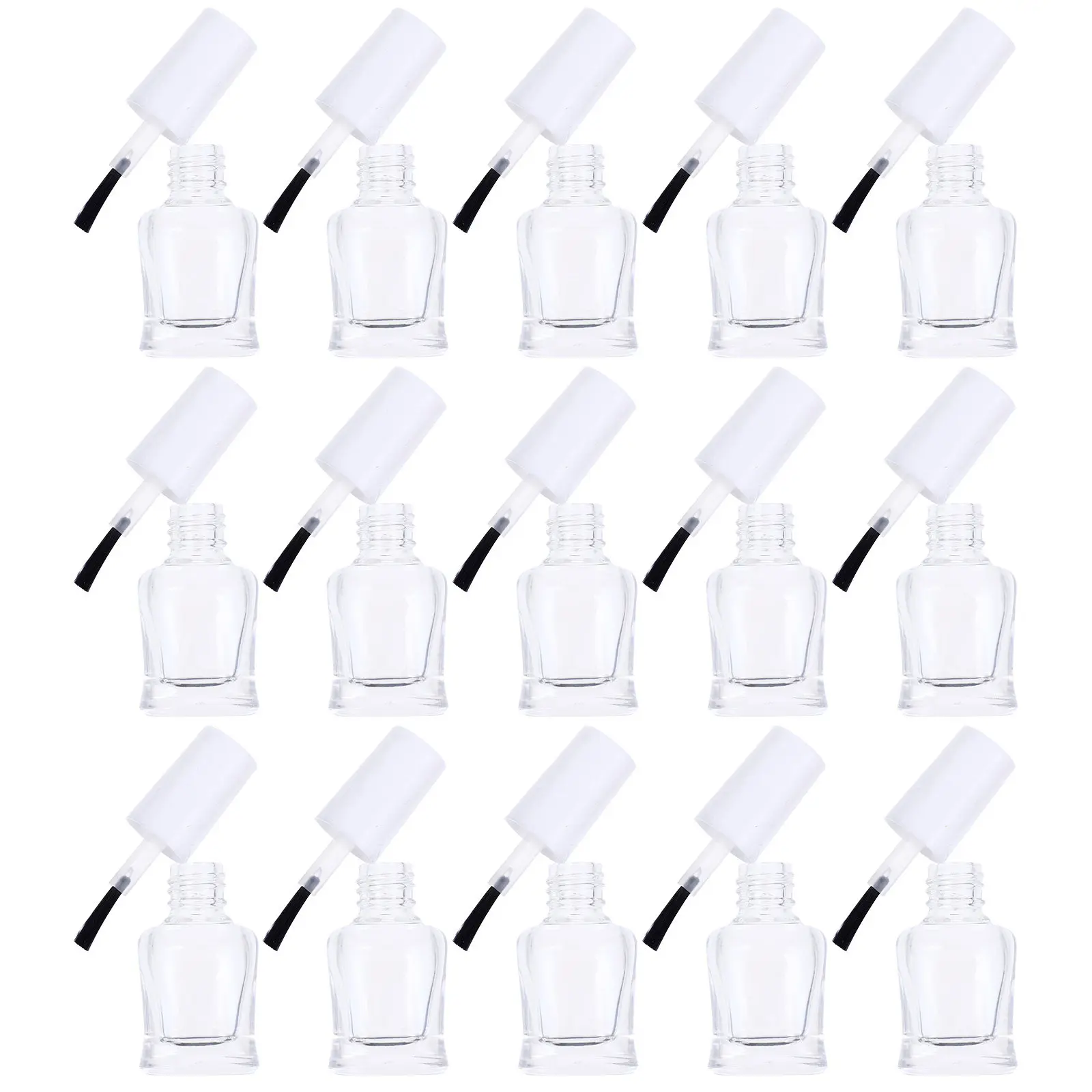 20Pcs Glass Nail Polish Bottles Transparent Refillable Empty Nail Gel Container DIY Manicure Supplies Leakproof Design