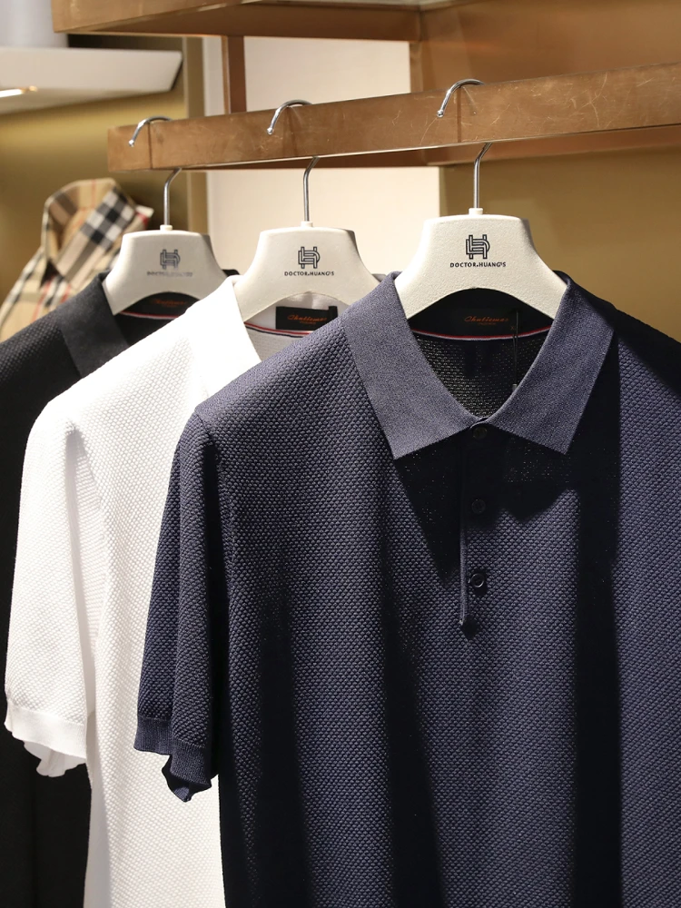 

Ding Li Recommended American Luxury Summer Men's Busin Casual Cool Feeling Breathable Elastic Knitted ort Sve irt