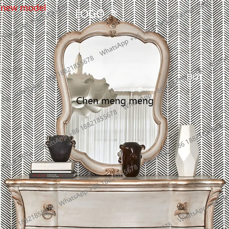 European makeup, decoration, porch wall-mounted fireplace mirror, retro bathroom vanity mirror