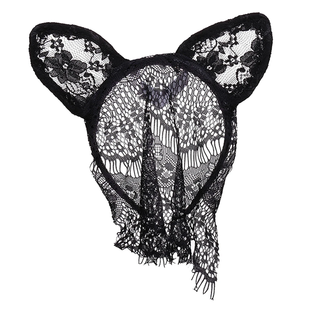 

Black Lace Veil Bunny Mask Cute Headband Sexy Hide Face Half Mask for Women Party Cosplay Carnival