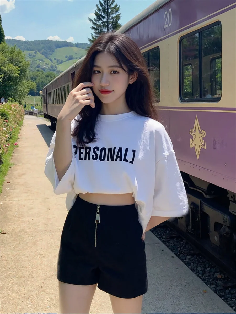 Shorts feminino linha a mini saia com bordado floral e linho leve perfeito para férias verão estilo coreano chique