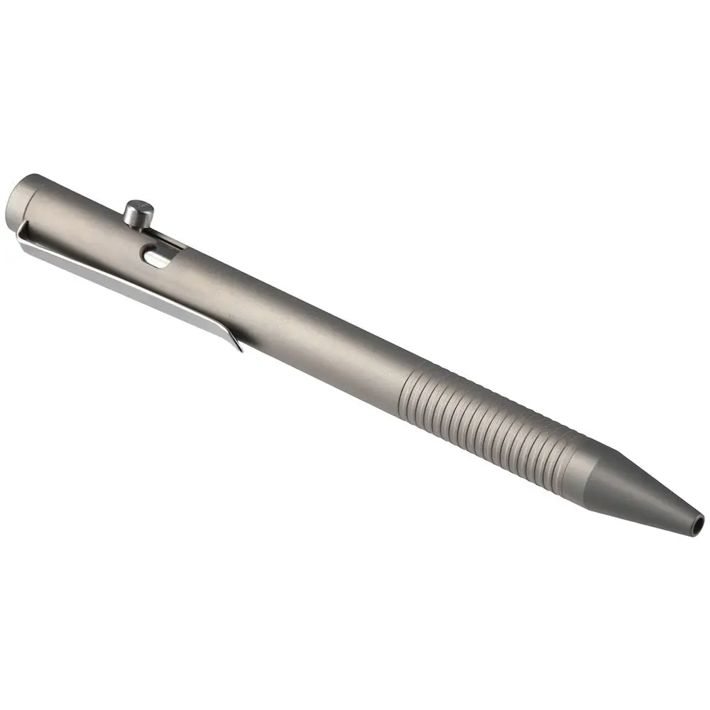 Grey Titanuim Alloy Bolt Action Pen Ballpoint Pen Easy Carry Daily Writing Use Pen Refillable Retractable Ballpoint Pens