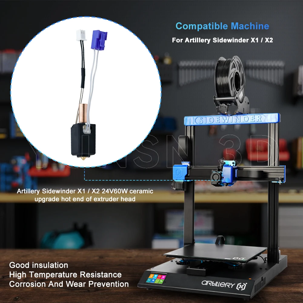 ชุดเทอร์มิสเตอร์บล็อกความร้อนหัวฉีดโลหะทั้งหมดชิ้นส่วนเครื่องพิมพ์3D อัจฉริยะและโปรสำหรับ X1ปืนใหญ่ข้าง X2