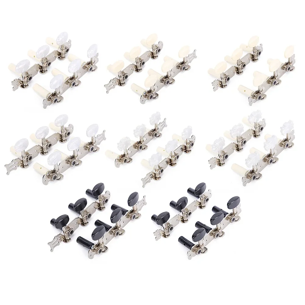 6 pezzi accordatori per chitarra corde piroli manopole con pulsante bianco nero per chitarra classica open gear teste di macchine parti cromate
