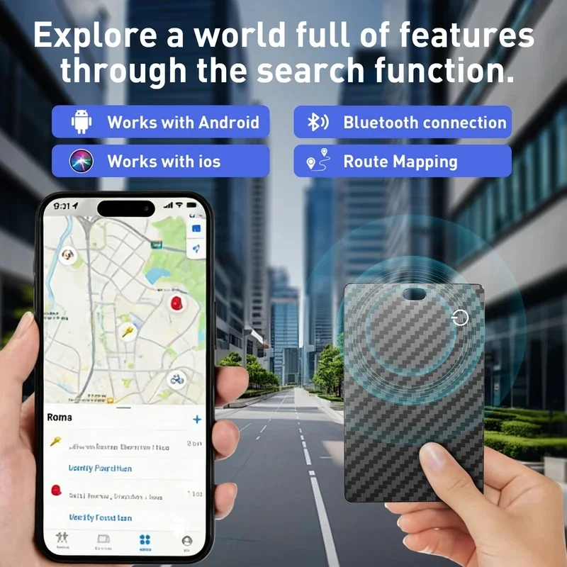 Cartão de Rastreamento GPS Smart Air Tag (1/2 Unidades) para iOS e Android - Dispositivo de Alerta de Perda e Encontrado Localizador de Carteira/Cartão Inteligente.