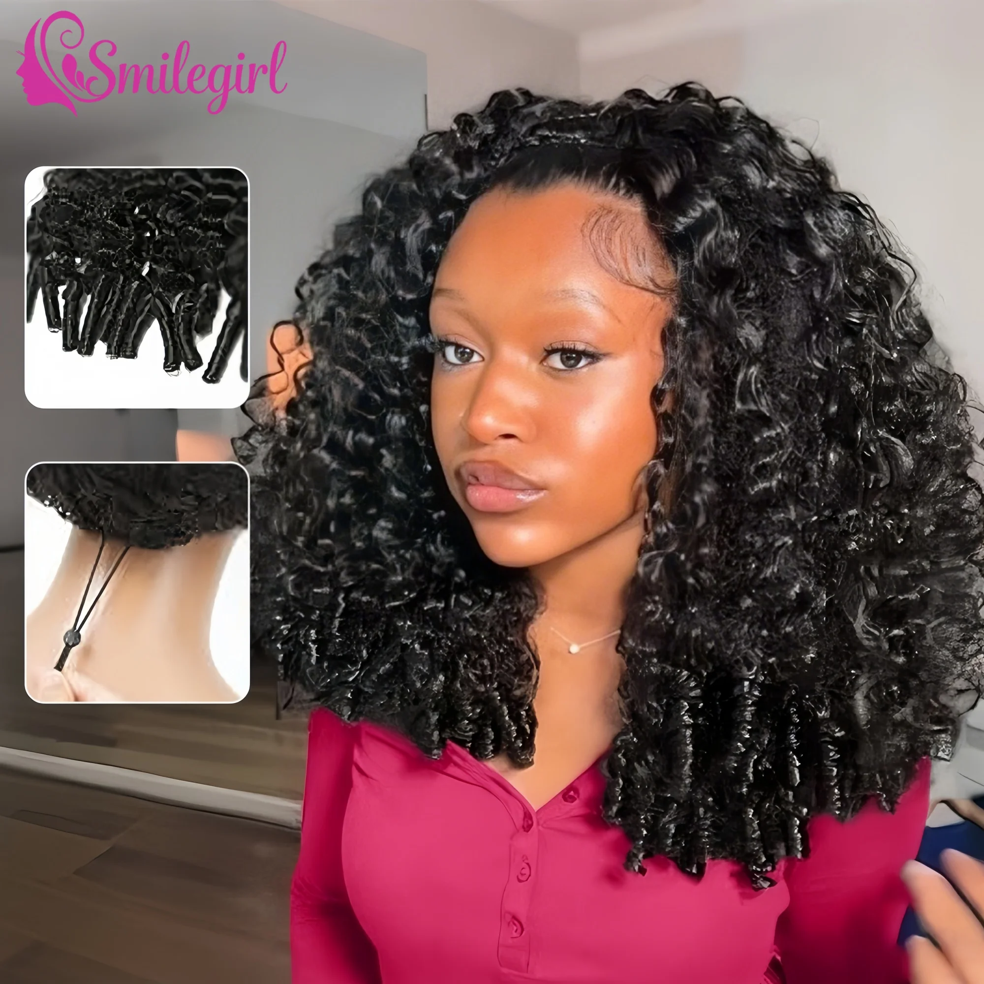 Burmese Curly Half Wigs Human Hair Upgrade 3 IN 1 Half Glueless Wigs Human Hair Ready To Wear With Drawstring Beginner Friendly For Women