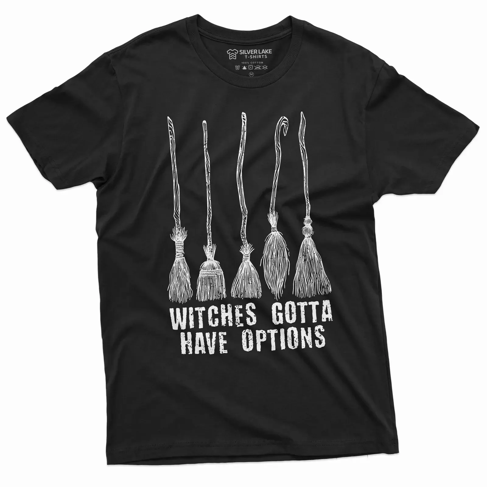 Witches gotta have options Halloween T shirt funny witch broom tee unisex vintage Washed homme Stretched designer clothes