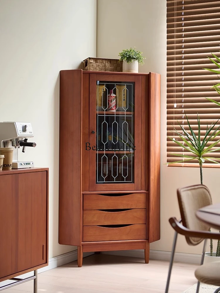 02Bauhaus medieval style all solid wood corner cabinet wine corner  restaurant triangle cabinet retro locker