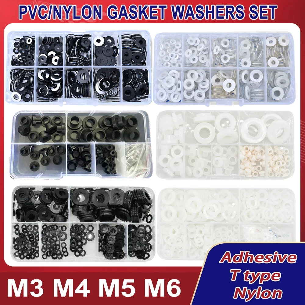 M2 M3 M4 M5 M6 M8 M10 M12 M14 M20 PVC Washers Set Hard Plastic Nylon Gasket RingTransparent Insulation Flat Paded Assortment Kit