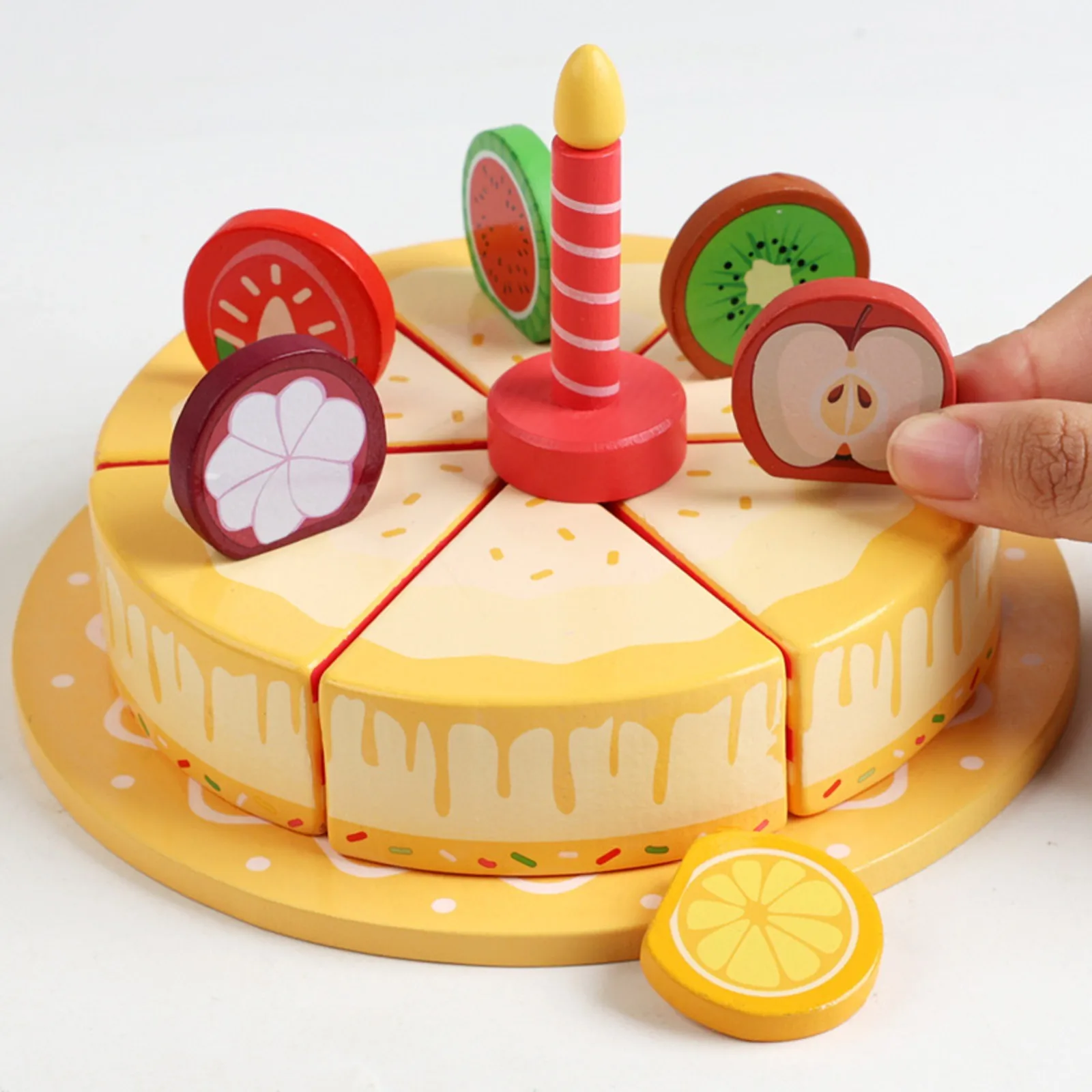 Wooden Simulation Dessert Educational Toys Children'S Home Interactive Play House Game Toy Birthday Fruit Cake Afternoon Tea